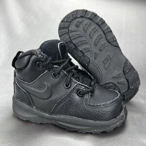 Nike Manoa Leather Toddler Boot Black Lace Up Ankle BQ5374-001 Size 6C Shoes